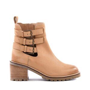 Seychelles Womens 7.5 Give It A Whirl Leather Ankle Boots Buckle in Tan $169 S5